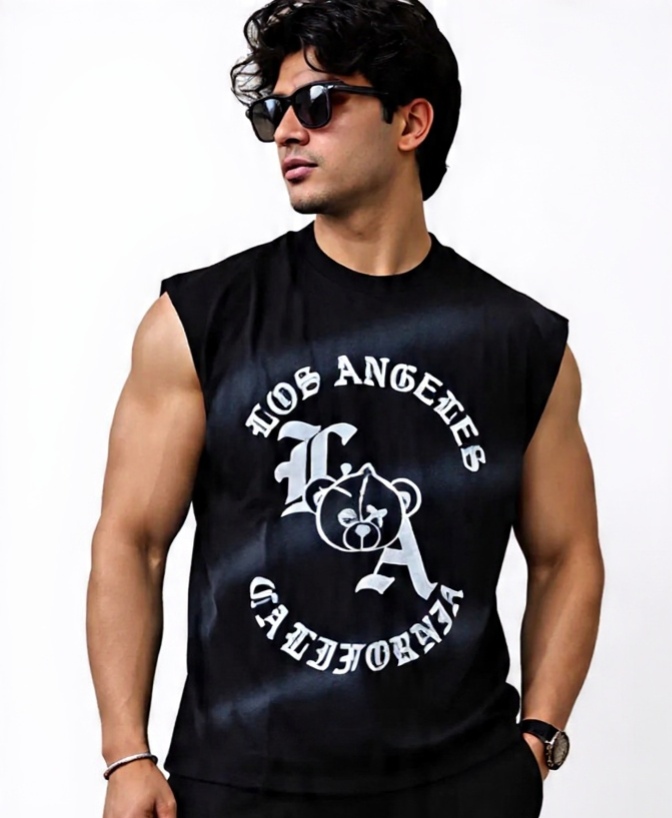 T-shirt mens sleeveless panda frd wash tees oplus 131072