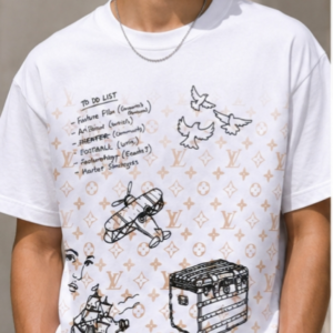 VILO CLOTHING VILO white 240 GSM cotton terry oversized t-shirt with doodle art print